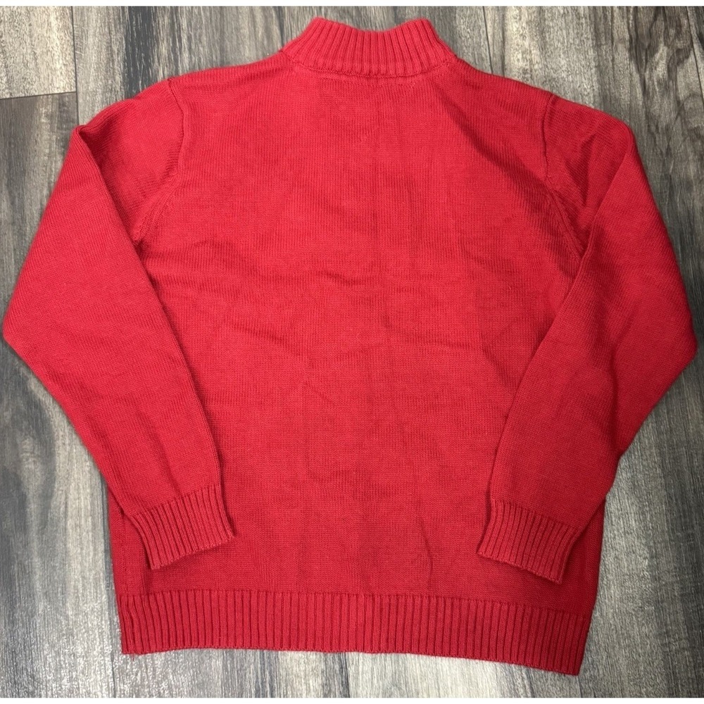 Tommy Hilfiger Sweater Size M 12-14 Kids Red 1/4 Zip Pullover 100% Cotton Preppy - Picture 2 of 3
